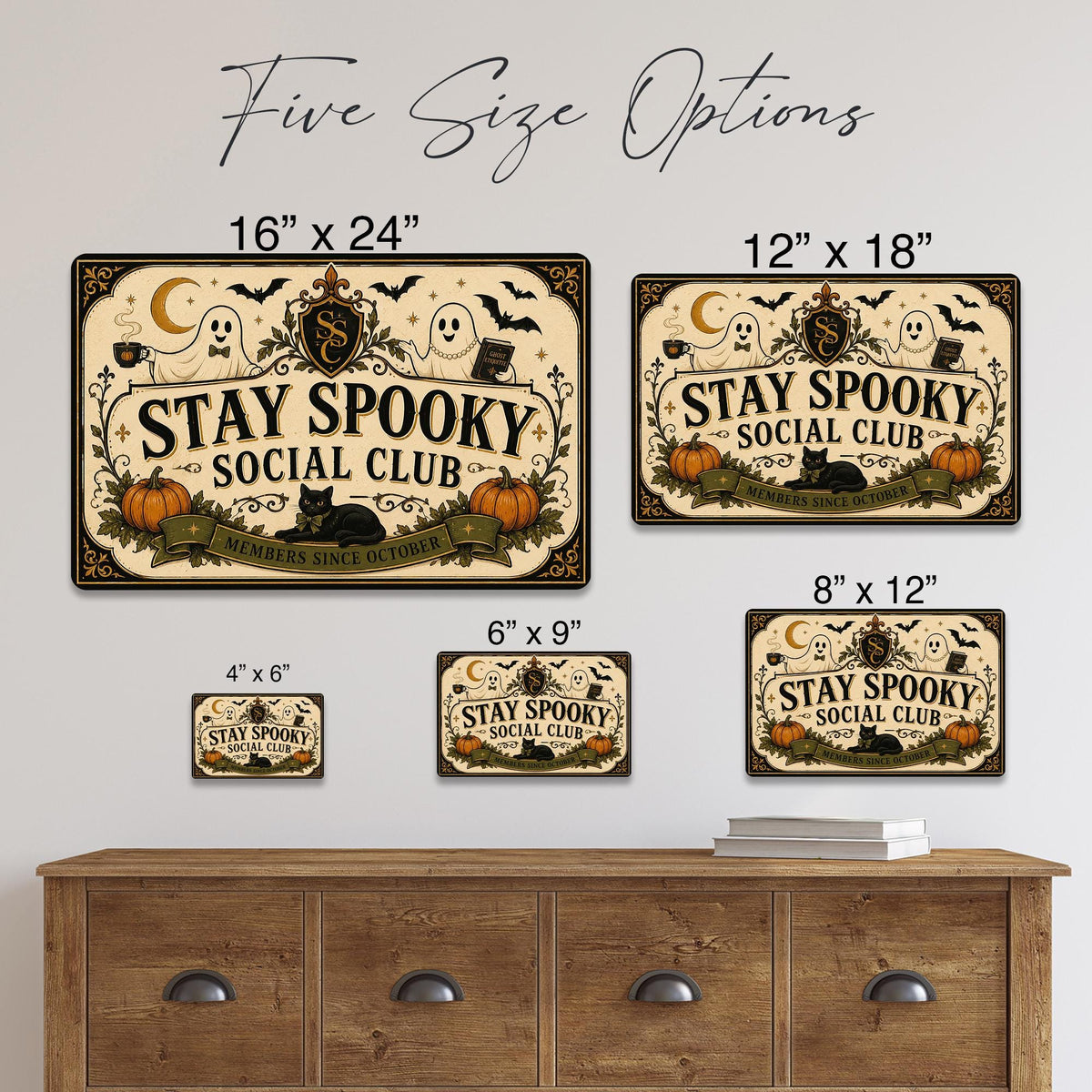 Stay Spooky Social Club Metal Sign, Halloween Decor, Spooky Season, Halloween Signs, Ghost Halloween, Ghost Decor, Cute Ghost Sign, Haunted