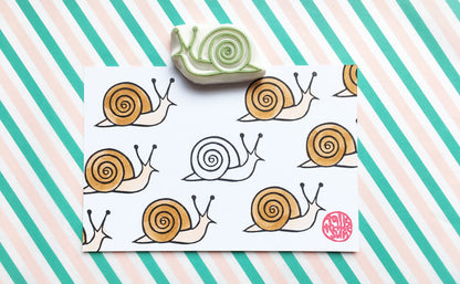 Snail Rubber Stamp | Hand Carved Stamp | Woodland Animal Design