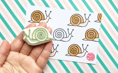 Snail Rubber Stamp | Hand Carved Stamp | Woodland Animal Design