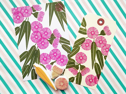 Eucalyptus Rubber Stamp Set | Hand Carved Stamps | Australian Botanical Design