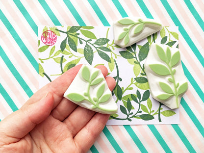 Leaf Foliage Rubber Stamp Set | Hand Carved Stamps | Botanical Design