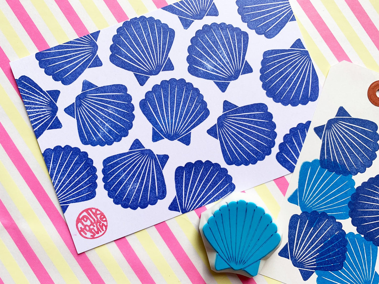 Scallop Shell Rubber Stamp | Hand Carved Stamp | Summer Inspired Marine Life Design