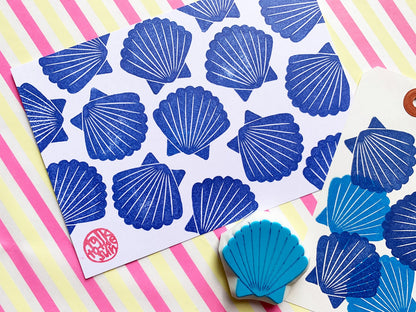 Scallop Shell Rubber Stamp | Hand Carved Stamp | Summer Inspired Marine Life Design