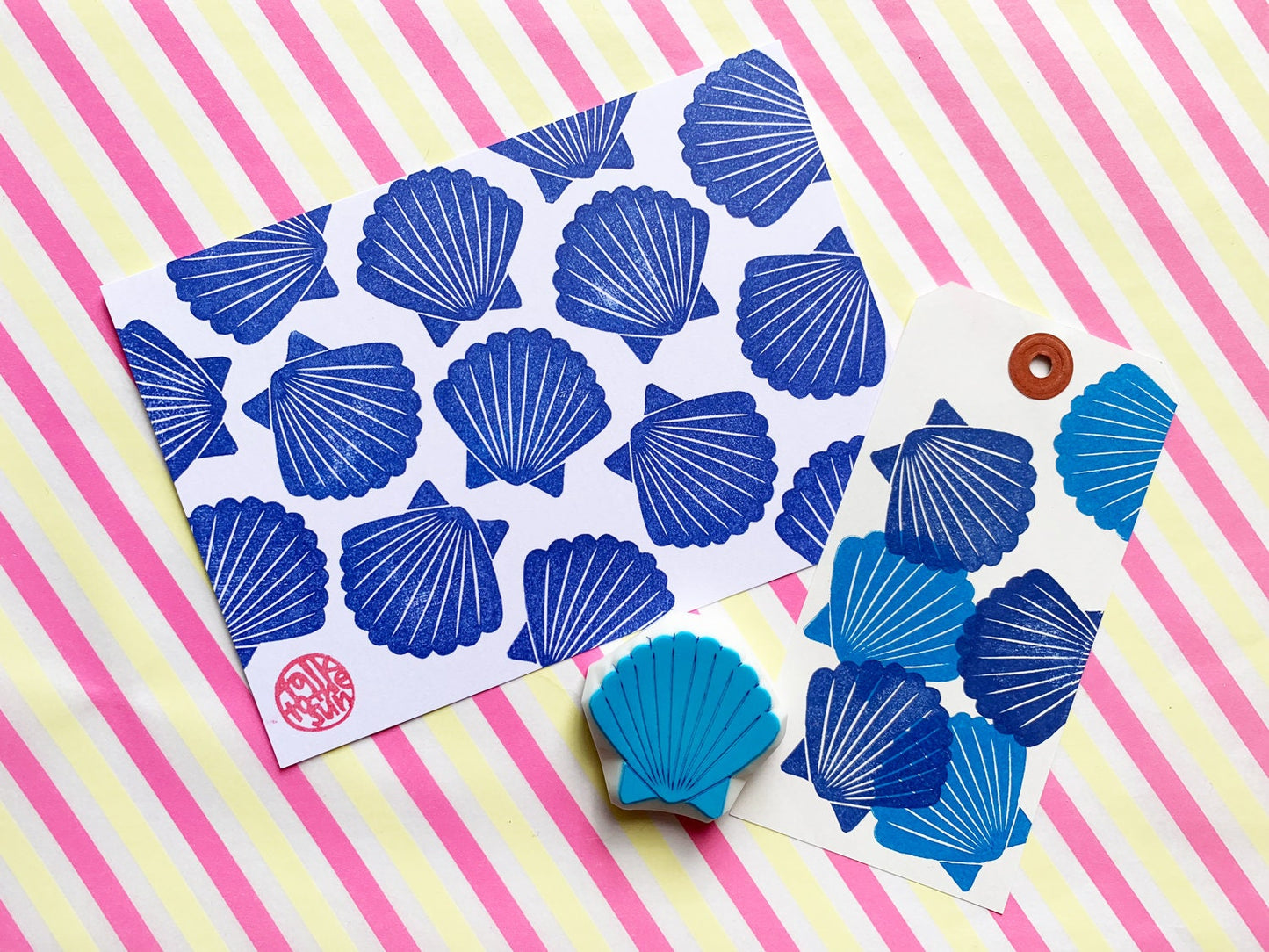 Scallop Shell Rubber Stamp | Hand Carved Stamp | Summer Inspired Marine Life Design