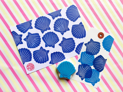 Scallop Shell Rubber Stamp | Hand Carved Stamp | Summer Inspired Marine Life Design