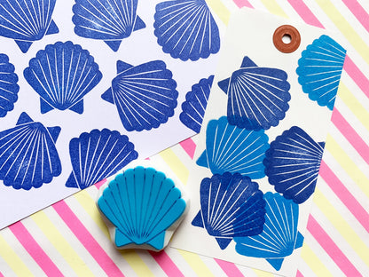 Scallop Shell Rubber Stamp | Hand Carved Stamp | Summer Inspired Marine Life Design