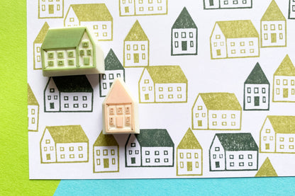 House Rubber Stamp Set | Hand Carved Stamps | Journaling & Card Making | Style No.1