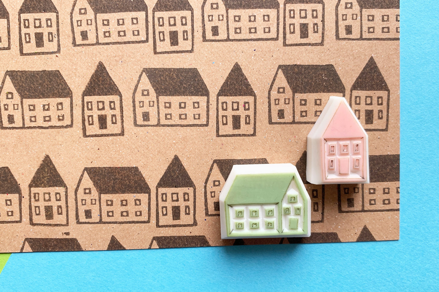House Rubber Stamp Set | Hand Carved Stamps | Journaling & Card Making | Style No.1