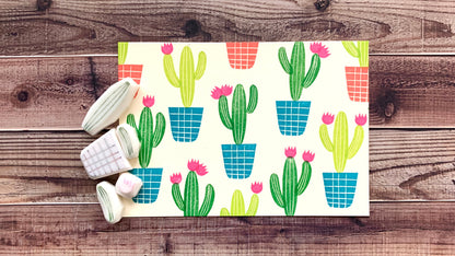 Cactus Rubber Stamp Set | Hand Carved Stamps | Botanical Design | Style No.3
