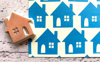 Cottage House Rubber Stamp | Hand Carved Stamp | Card Making & Holiday Crafts