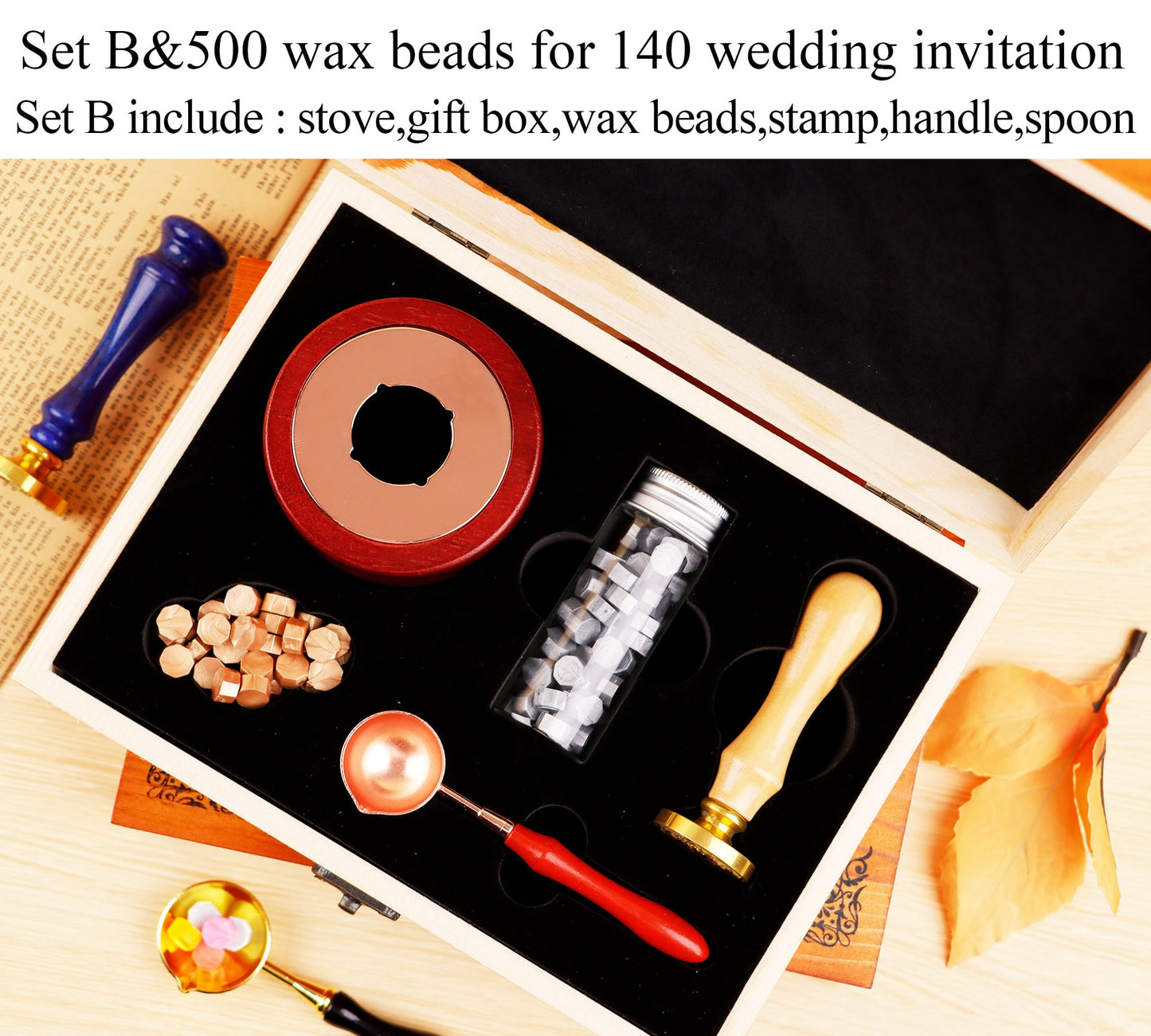 Custom wax seal stamp kit with gift box , Personalized initial wax seal stamp , Wedding wax seal kit , Wax seal stamp custom , Wax stamp kit