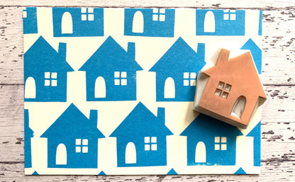 Cottage House Rubber Stamp | Hand Carved Stamp | Card Making & Holiday Crafts