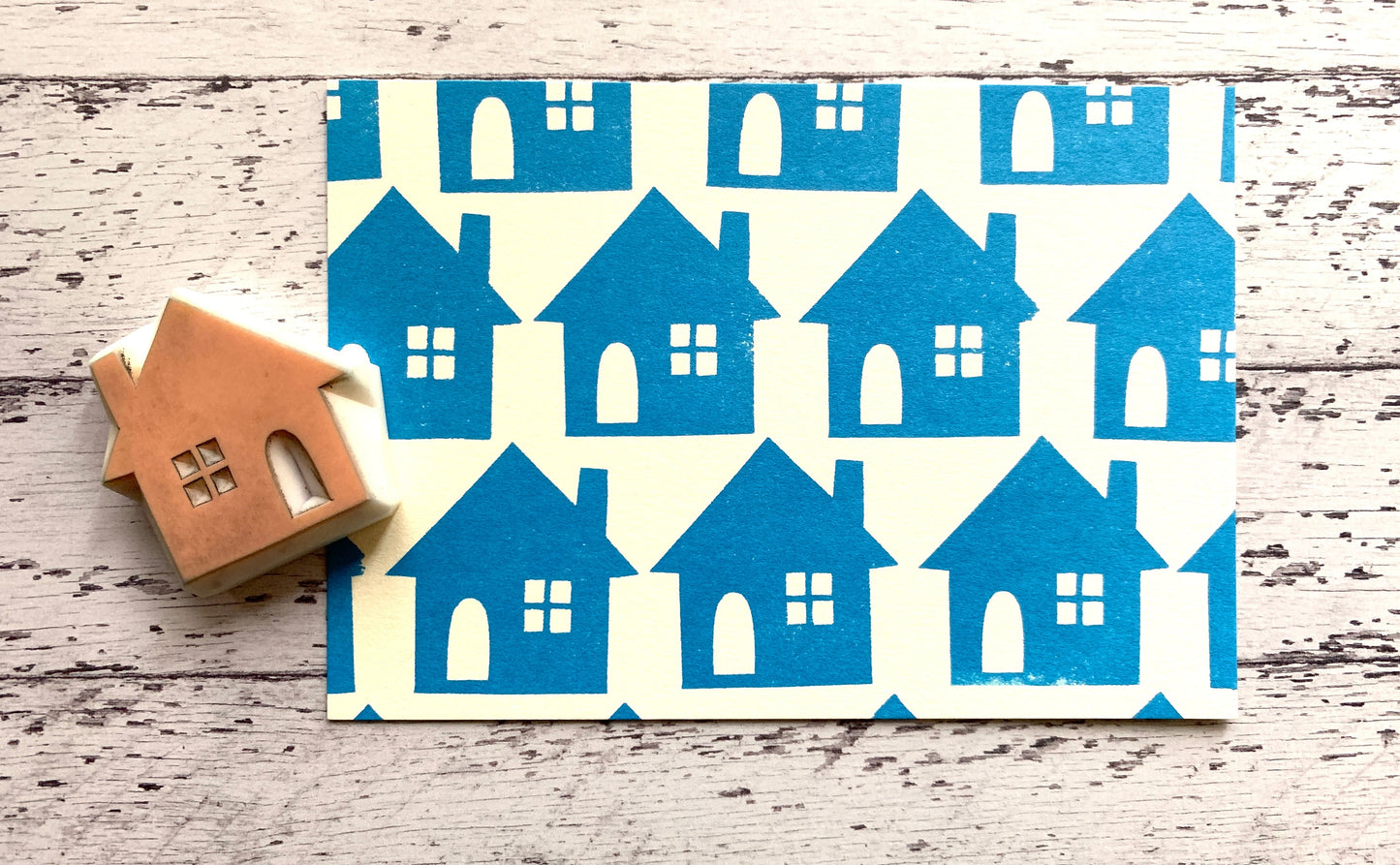 Cottage House Rubber Stamp | Hand Carved Stamp | Card Making & Holiday Crafts