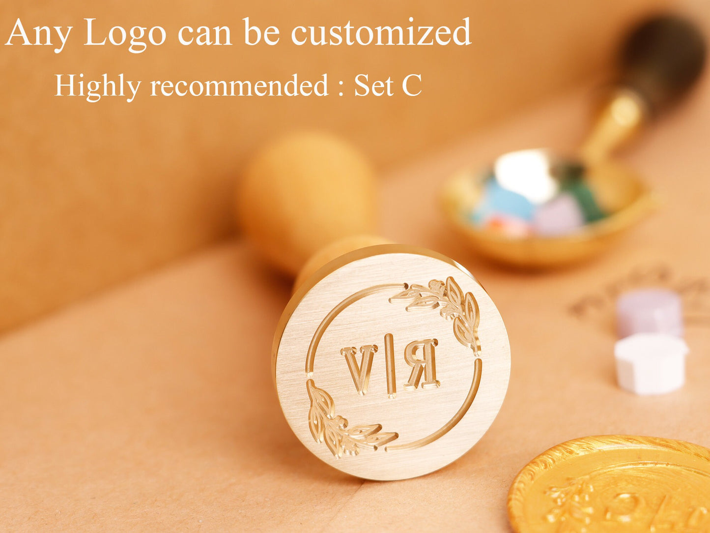 Personalized initial wax seal stamp kit , Logo wax seal stamp custom , Custom wedding wax seal stamp kit , Custom sealing wax stamp