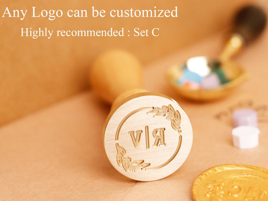 Personalized initial wax seal stamp kit , Logo wax seal stamp custom , Custom wedding wax seal stamp kit , Custom sealing wax stamp