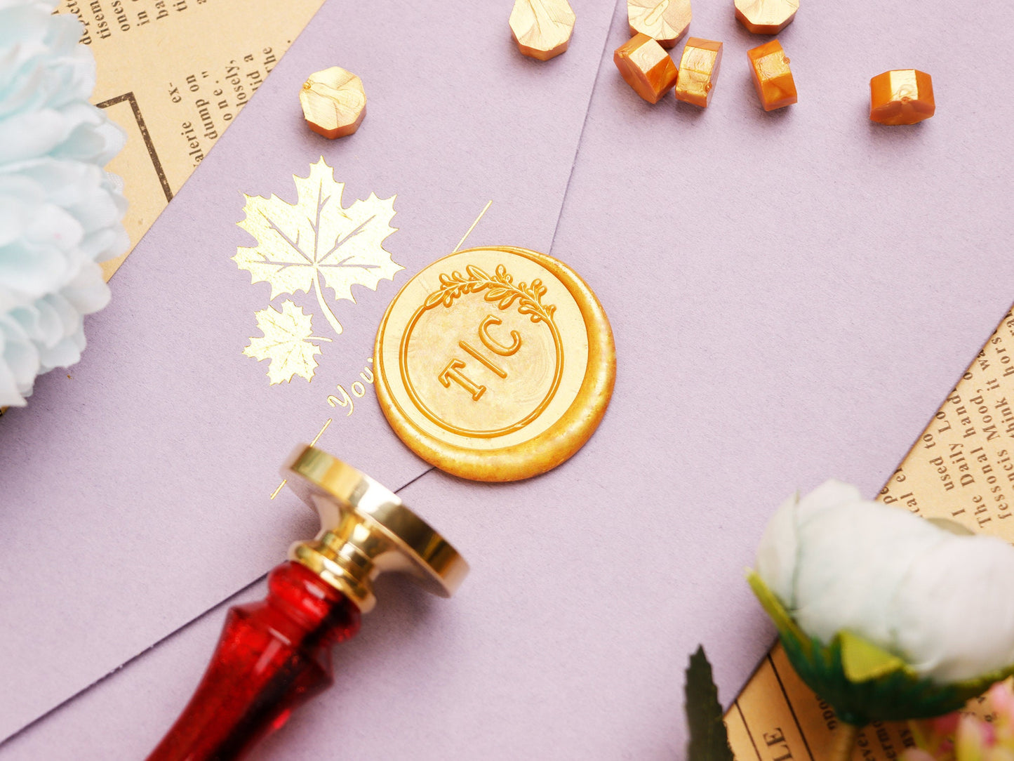 Custom wax seal stamp kit with gift box , Personalized initial wax seal stamp , Wedding wax seal kit , Wax seal stamp custom , Wax stamp kit