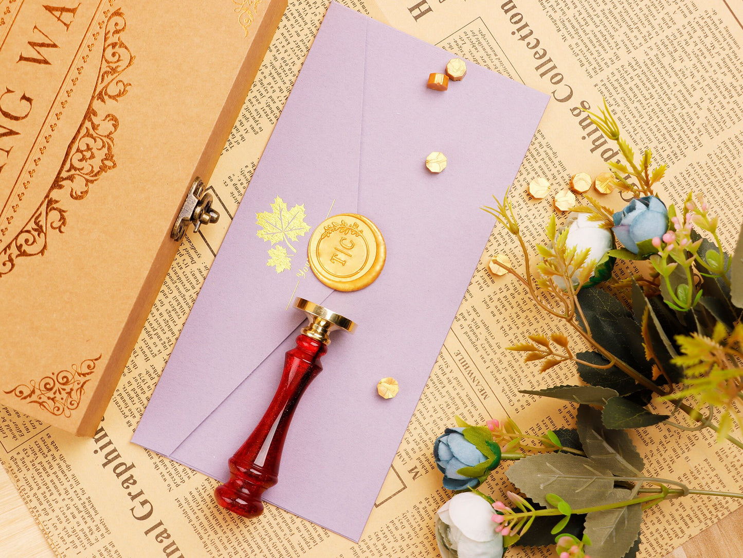Wax seal stamp custom for wedding , Personalized wax stamp kit , Custom wedding wax seal kit , Initial wax seal stamp custom for gift