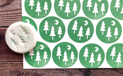 Forest Rubber Stamp | Hand Carved Stamp | Journaling & Card Making
