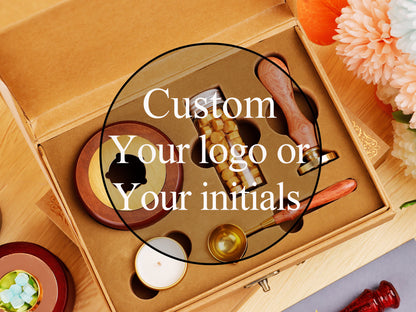 Custom wax seal stamp kit for wedding / gift , Custom wax stamp kit for gift , Initial wax seal stamp kit , Custom wax seal kit for gift
