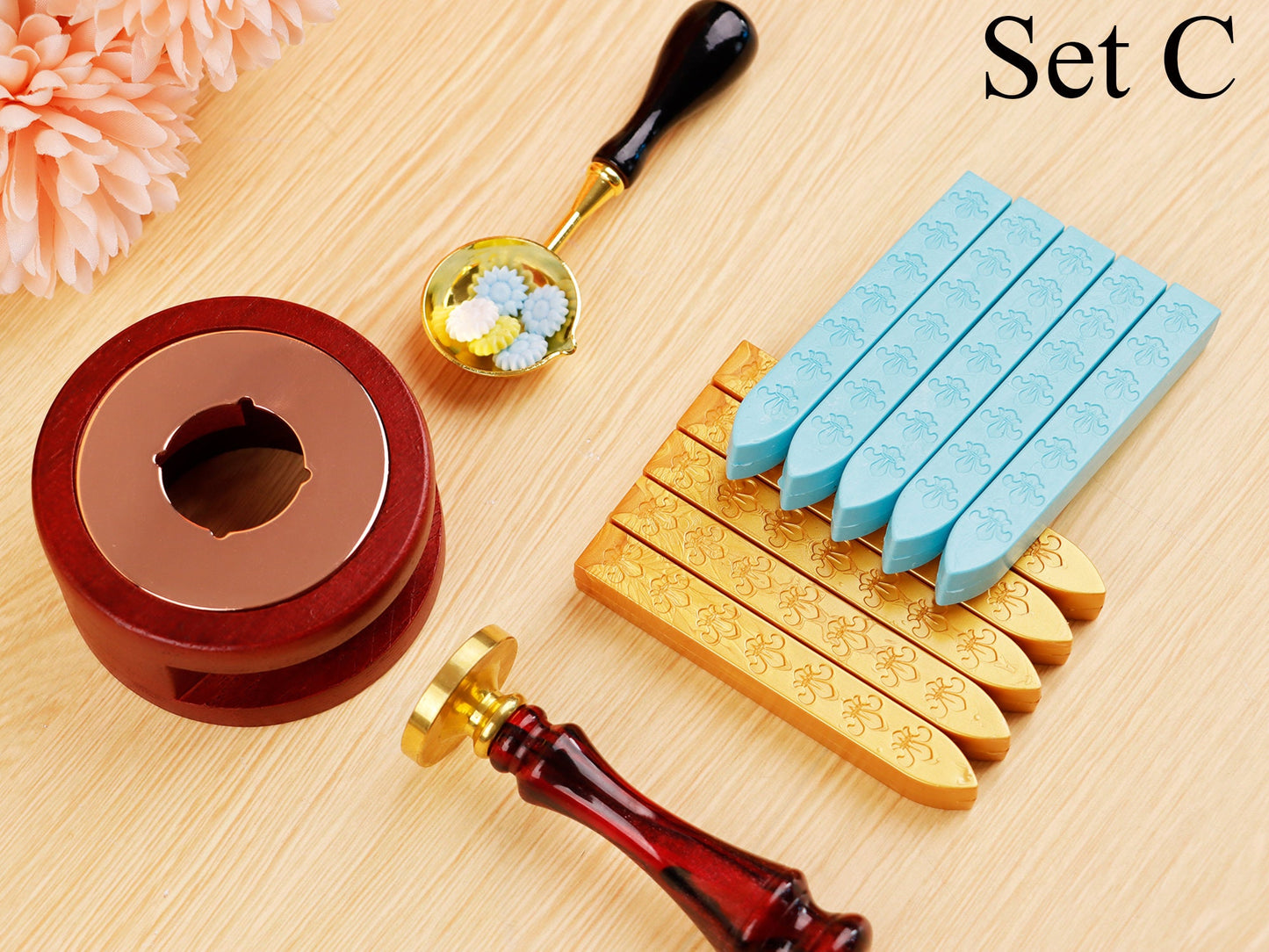 Custom wax seal stamp kit for wedding invitation , Custom wax seal kit , Wax stamp custom with gift box , Wedding wax seal stamp custom