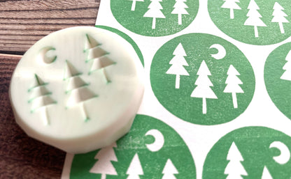 Forest Rubber Stamp | Hand Carved Stamp | Journaling & Card Making