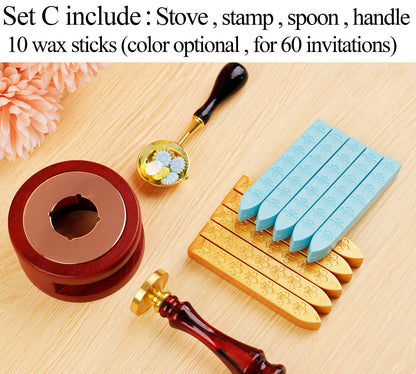 Custom wax seal stamp kit for wedding invitation , Custom wax stamp kit for gift , Wax seal kit , Initial wax seal stamp custom for gift