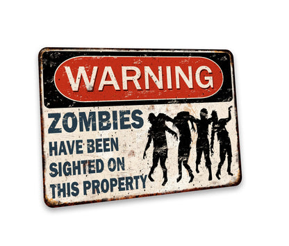 Warning Zombie Sign, Halloween Sign, Zombie Lover, Zombie Gifts, Rustic Metal Sign, Warning Signs, Keep Off Property, Zombie Decor