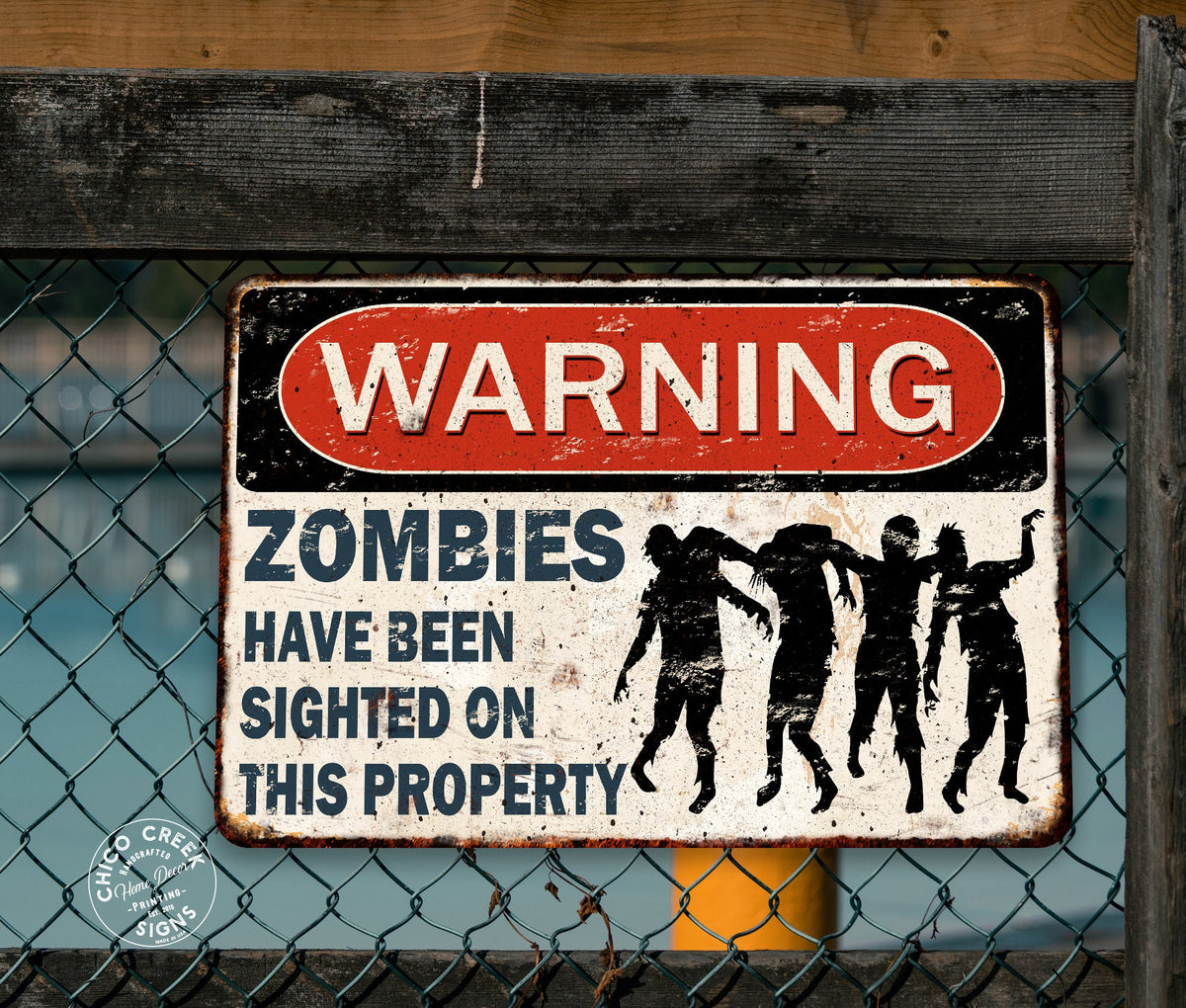 Warning Zombie Sign, Halloween Sign, Zombie Lover, Zombie Gifts, Rustic Metal Sign, Warning Signs, Keep Off Property, Zombie Decor