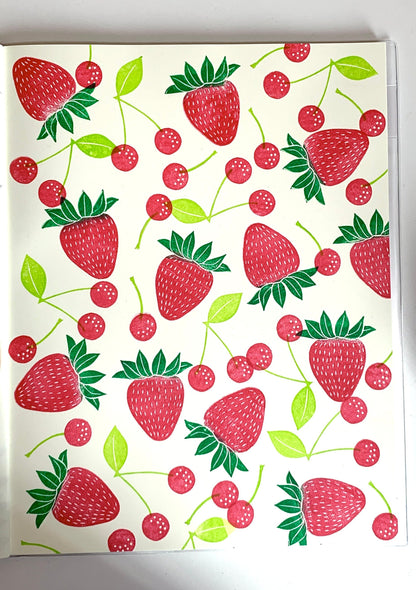 Cherry Rubber Stamp Set | Hand Carved Stamps | Fruit Design