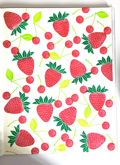 Blueberry Rubber Stamp Set | Hand Carved Stamps | Fruit Design