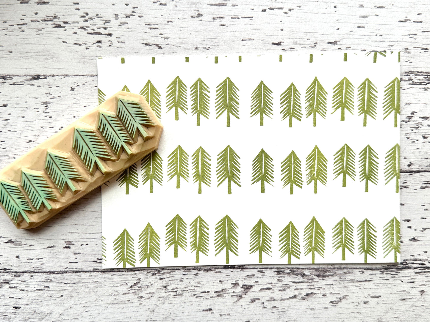 Fir Tree Forest Rubber Stamp | Hand Carved Stamp | Nature Inspired Design