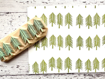 Fir Tree Forest Rubber Stamp | Hand Carved Stamp | Nature Inspired Design