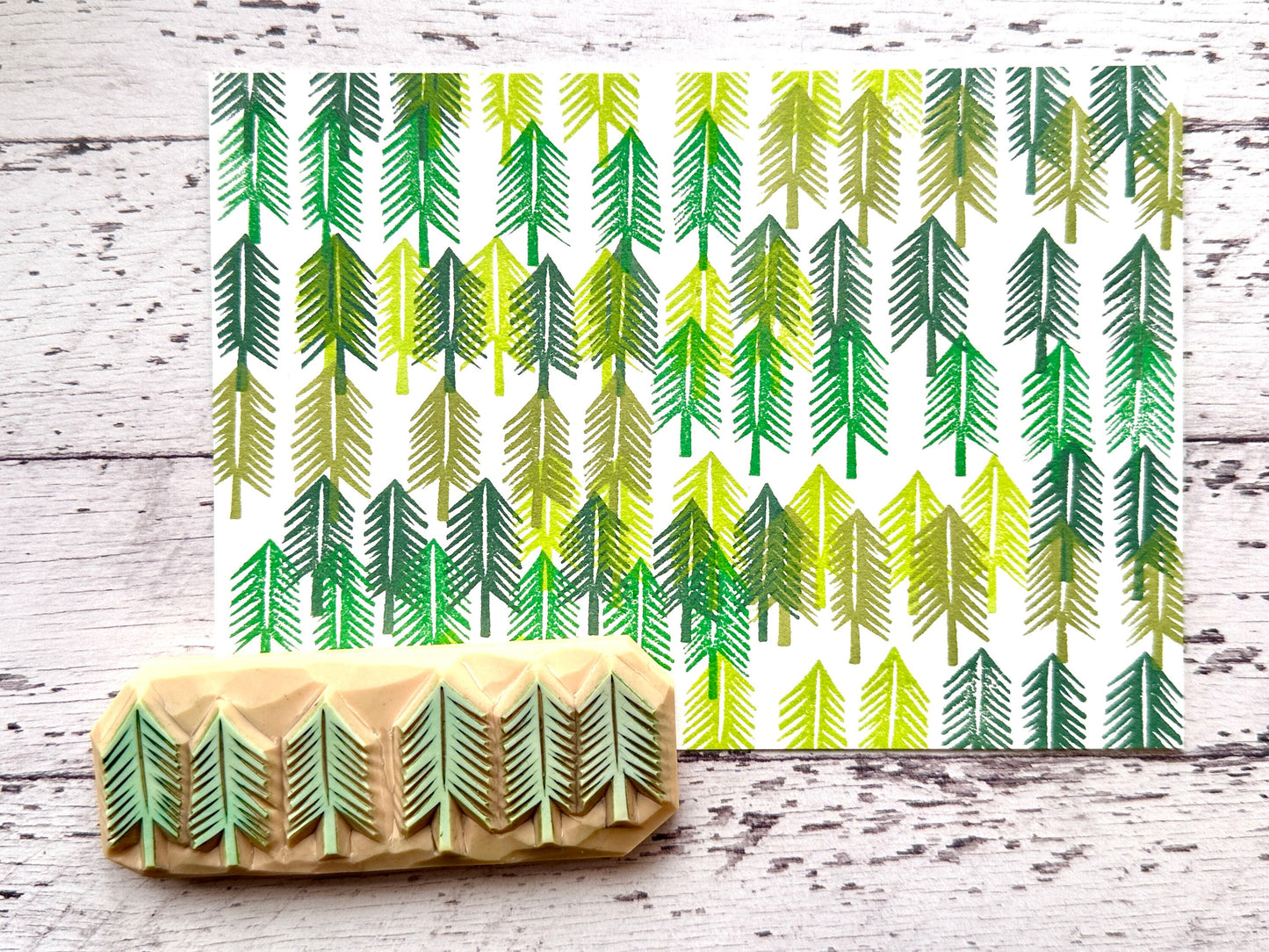 Fir Tree Forest Rubber Stamp | Hand Carved Stamp | Nature Inspired Design