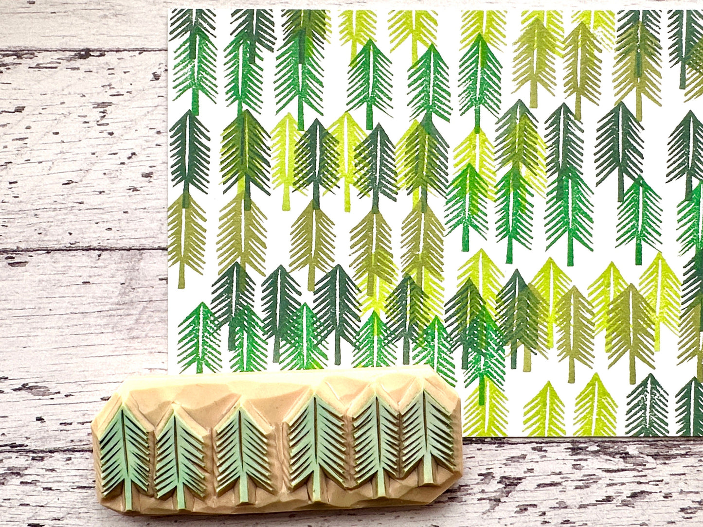 Fir Tree Forest Rubber Stamp | Hand Carved Stamp | Nature Inspired Design