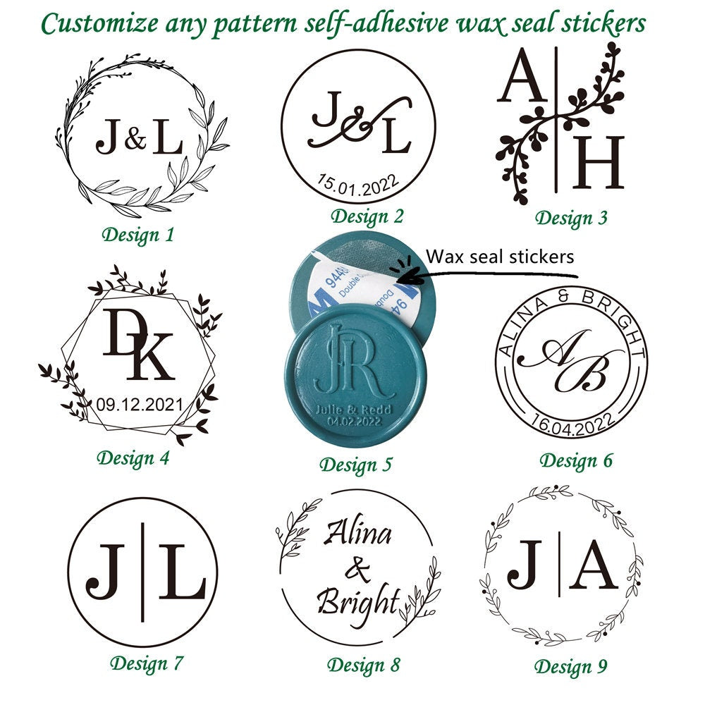 Pre-made Wax Seals, Personalized Wax Seal Stickers, Wax Seals Stickers, Custom Self Adhesive Wax Seal, Wedding Self Adhesive Wax Stickers