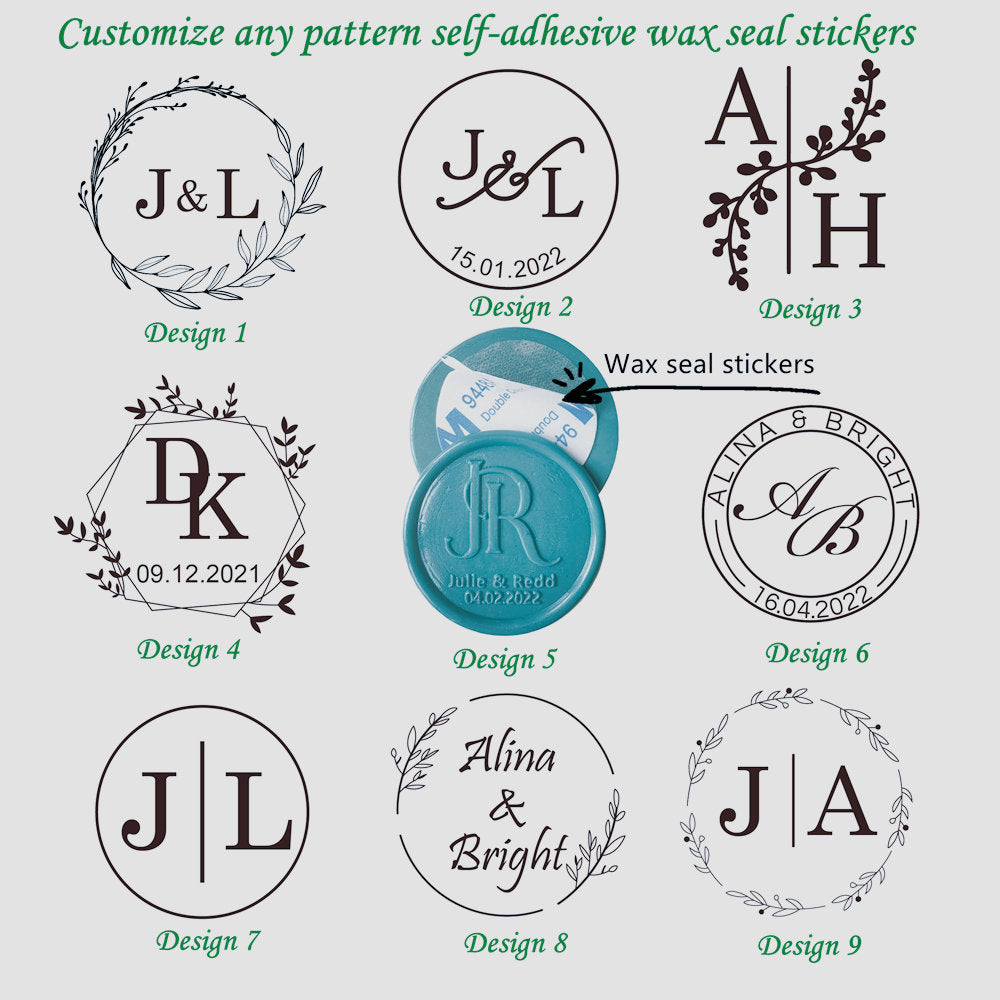 Custom Self-Adhesive Wax Seals, Custom Wax Seal Stickers, Wedding Invitation Wax Seal Stickers, Custom Wax Seals, Wedding Wax Seal Stickers