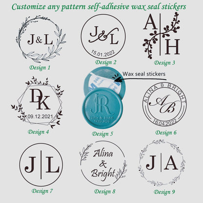 Custom Self-Adhesive Wax Seals, Wax Seal Stickers, Wedding Wax Seal Stickers, Monogram Self-Adhesive Wax Seal Stickers, Custom Wax Seals