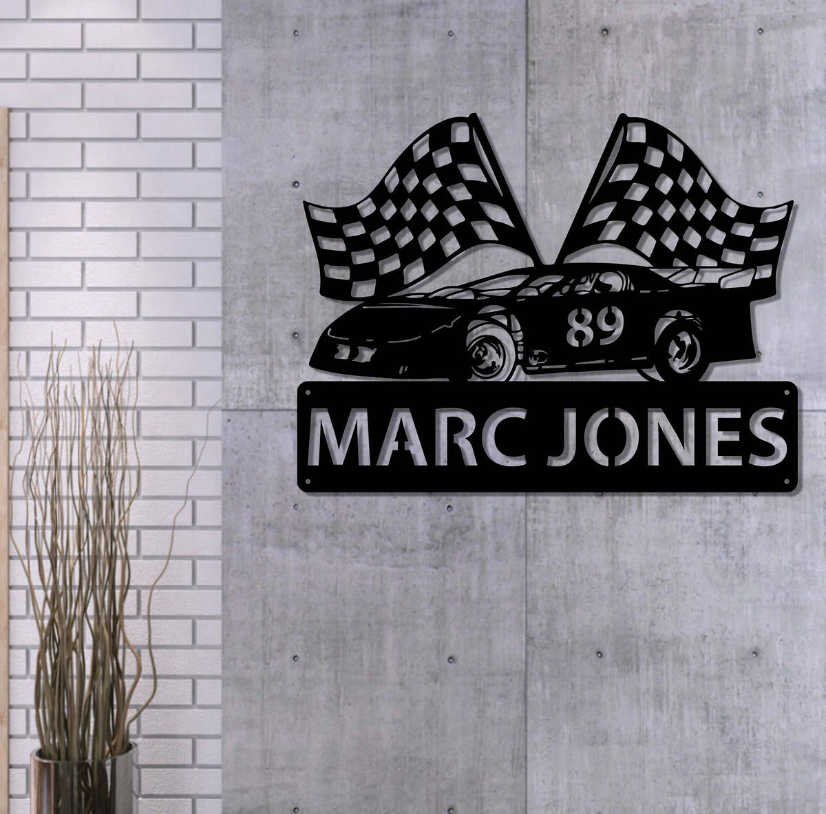 Custom Racing Car Metal Sign LED lights, Race Car Sign, Garage Decor, Racing Car Metal Wall Art, Gift for Dad, Garage sign,Man cave sign