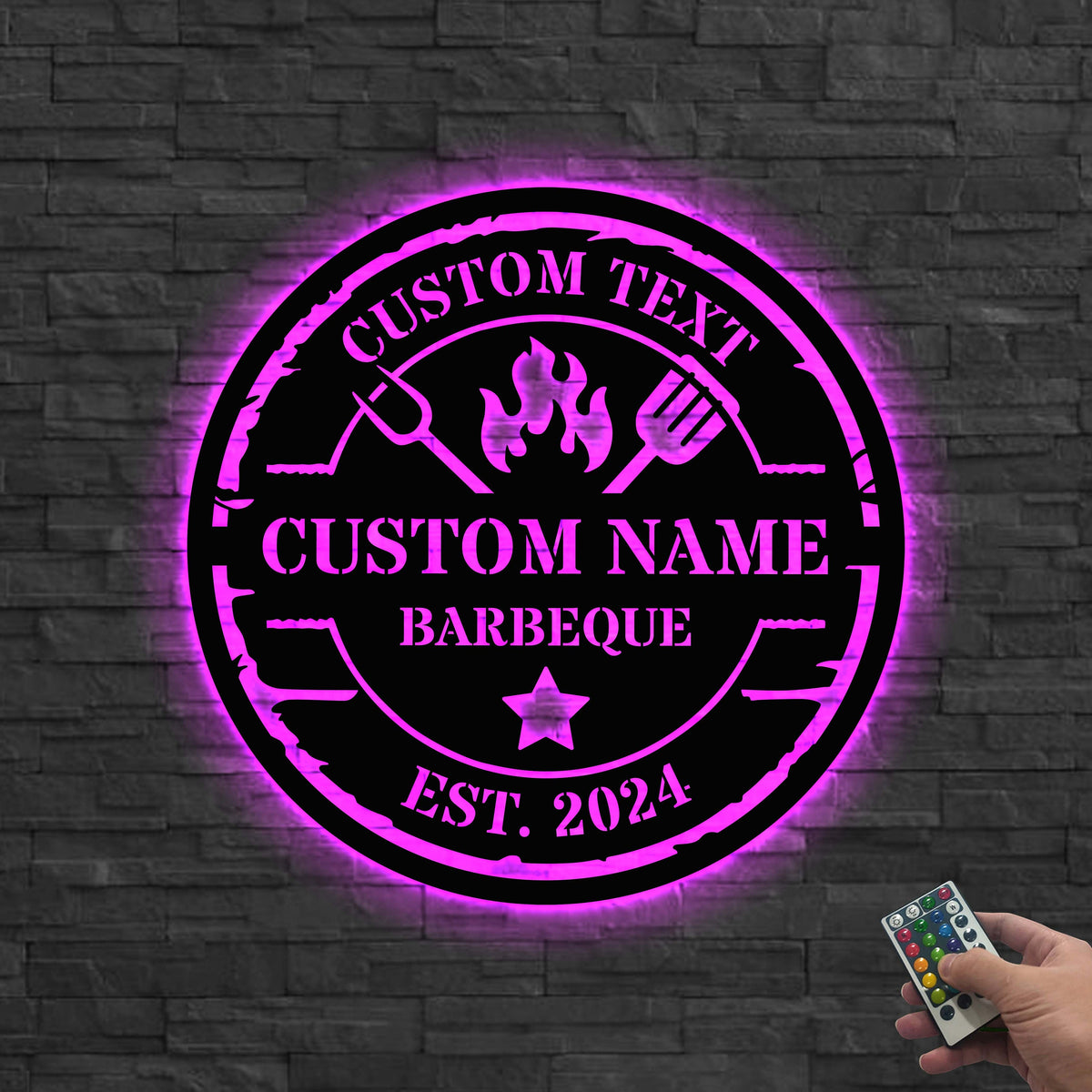 Personalized Backyard BBQ Metal Wall Art Led Light,Bbq Metal Wall Art,BBQ Sign,Custom Backyard Sign,Metal BBQ decor,Grill Sign,Outdoor Decor