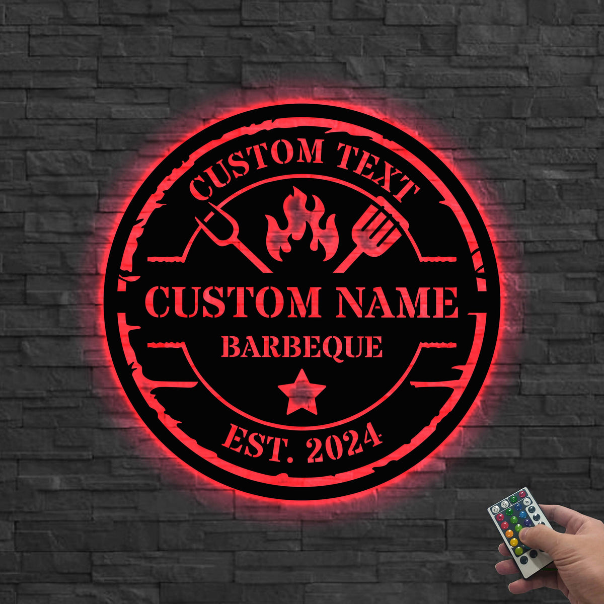 Personalized Backyard BBQ Metal Wall Art Led Light,Bbq Metal Wall Art,BBQ Sign,Custom Backyard Sign,Metal BBQ decor,Grill Sign,Outdoor Decor
