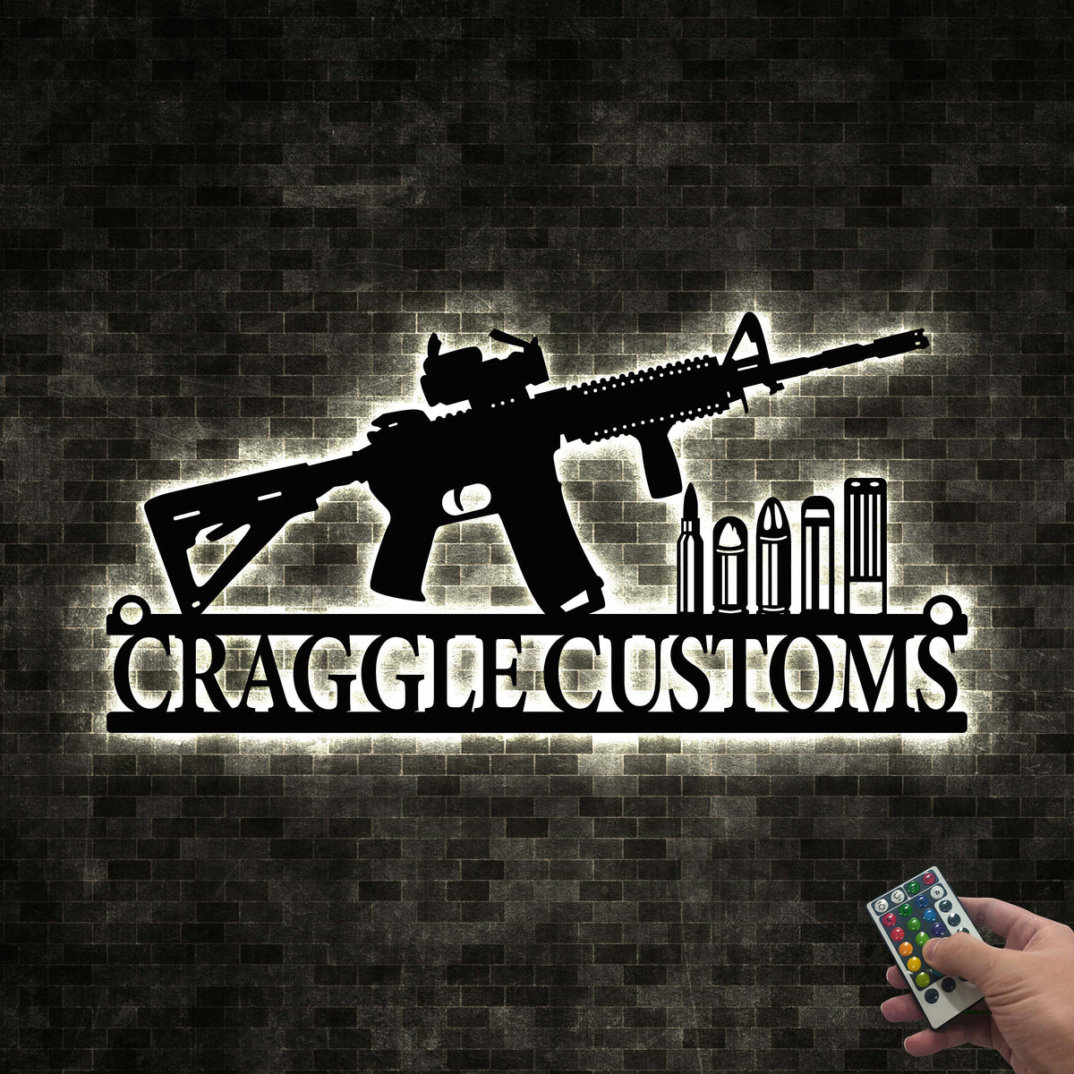 Personalized Gun Metal Sign LED, Armory Decor, Gun Gift, Gun Owner Gift, 2nd Amendment, Army Gift,Veteran Gift ,AR-15 Gun Metal Wall Decor