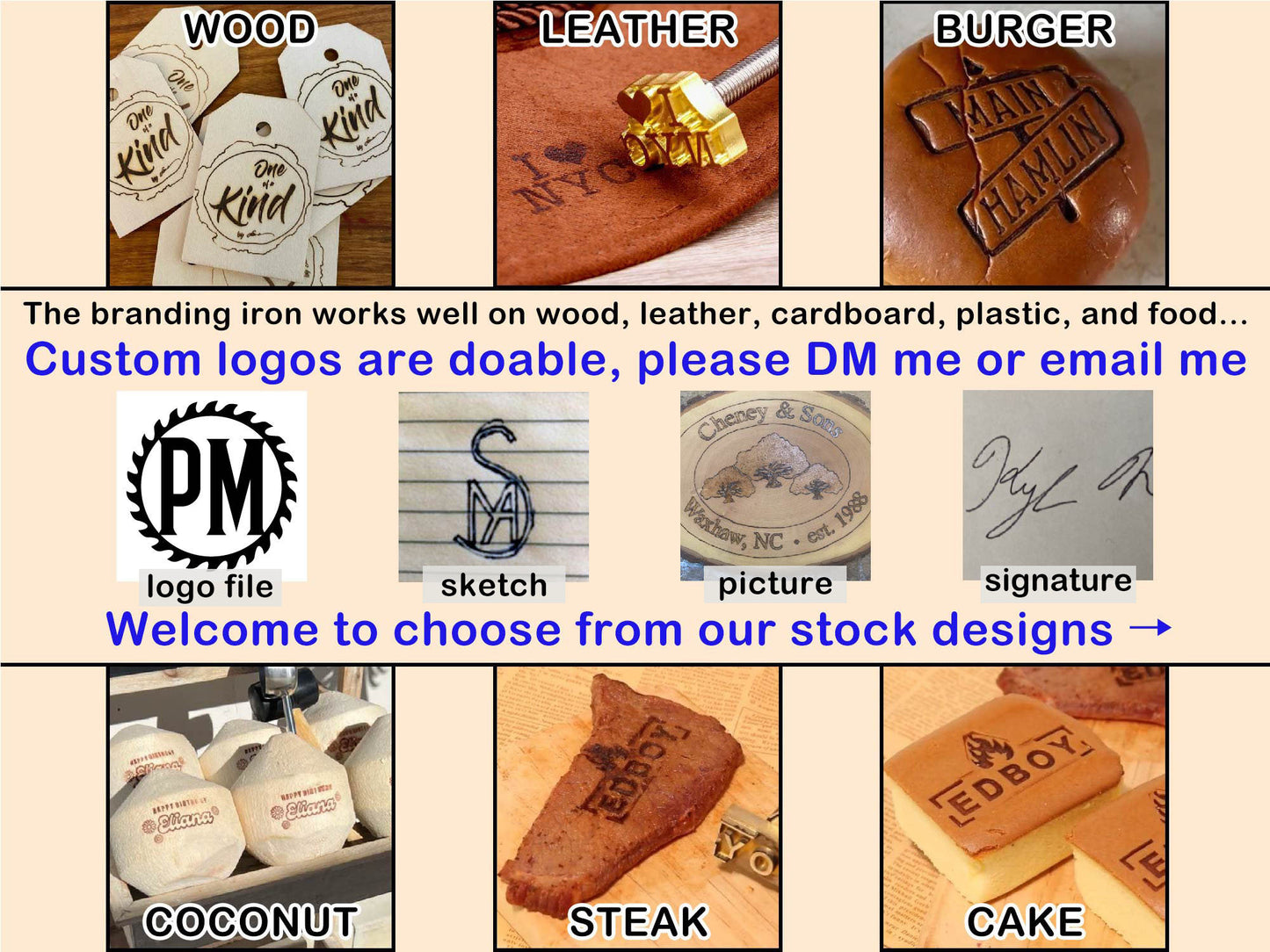 Electric branding iron for wood, Custom logo branding iron, Wood branding iron custom, wood burning stamp, Heat by torch branding iron