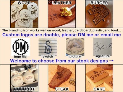 Electric branding iron for wood, Custom logo branding iron, Wood branding iron custom, wood burning stamp, Heat by torch branding iron