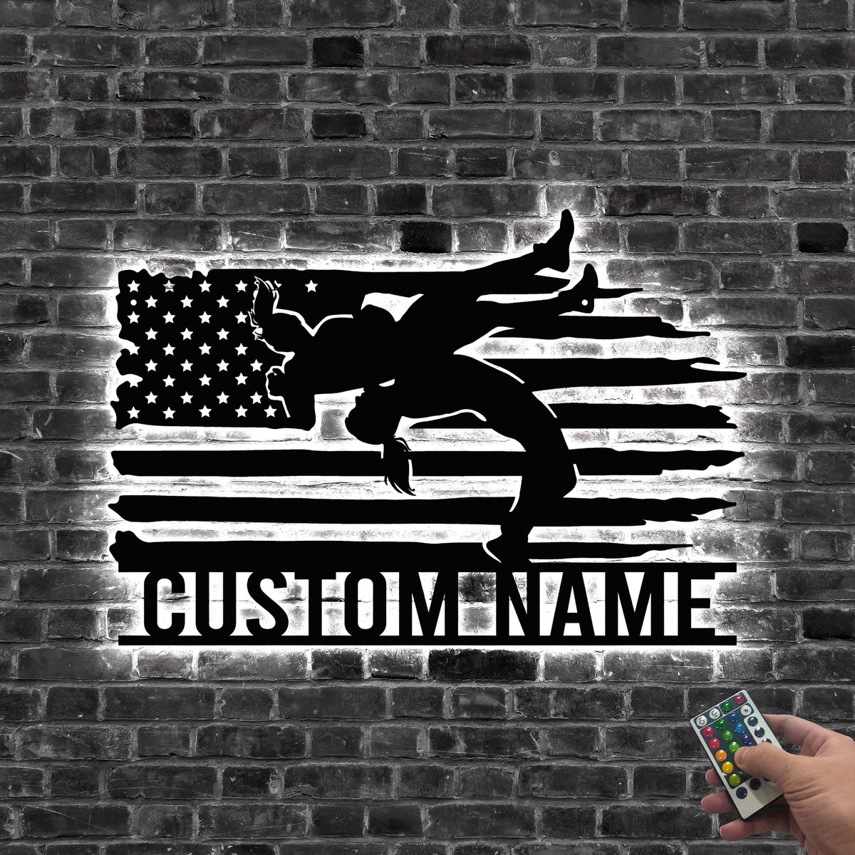 Custom Wrestling Sign Female Wrestler Metal Wall Art Led Light,Wrestler Name Sign,Wrestling Coach Gift,Birthday Gift,Sports Sign Home Decor
