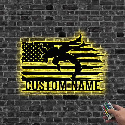 Custom Wrestling Sign Female Wrestler Metal Wall Art Led Light,Wrestler Name Sign,Wrestling Coach Gift,Birthday Gift,Sports Sign Home Decor