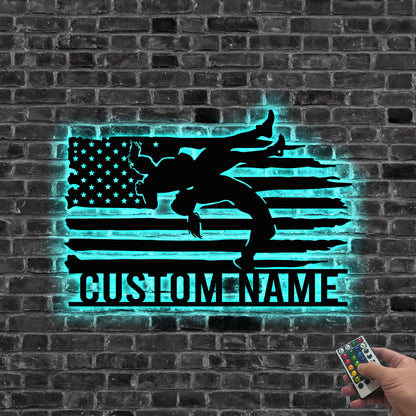 Custom Wrestling Sign Female Wrestler Metal Wall Art Led Light,Wrestler Name Sign,Wrestling Coach Gift,Birthday Gift,Sports Sign Home Decor