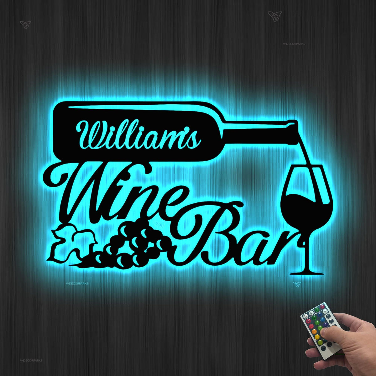 Custom Wine Bar Metal Wall Art LED Patio Sign Personalized Wine Bar Sign Home Decor Wine Shop Patio Decor Man Cave Kitchen Decor Wine Bottle