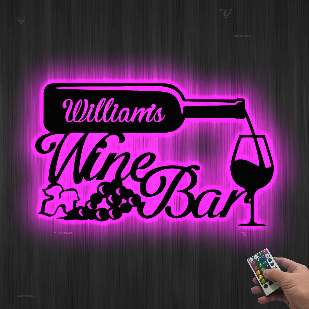 Custom Wine Bar Metal Wall Art LED Patio Sign Personalized Wine Bar Sign Home Decor Wine Shop Patio Decor Man Cave Kitchen Decor Wine Bottle