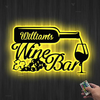 Custom Wine Bar Metal Wall Art LED Patio Sign Personalized Wine Bar Sign Home Decor Wine Shop Patio Decor Man Cave Kitchen Decor Wine Bottle
