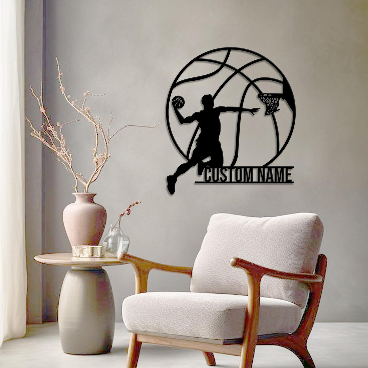 Custom Man Basketball Metal Wall Art LED Basketball Sign Personalized Basketball Player Sign Home Decor Kid Nursery Decor Birthday Gift